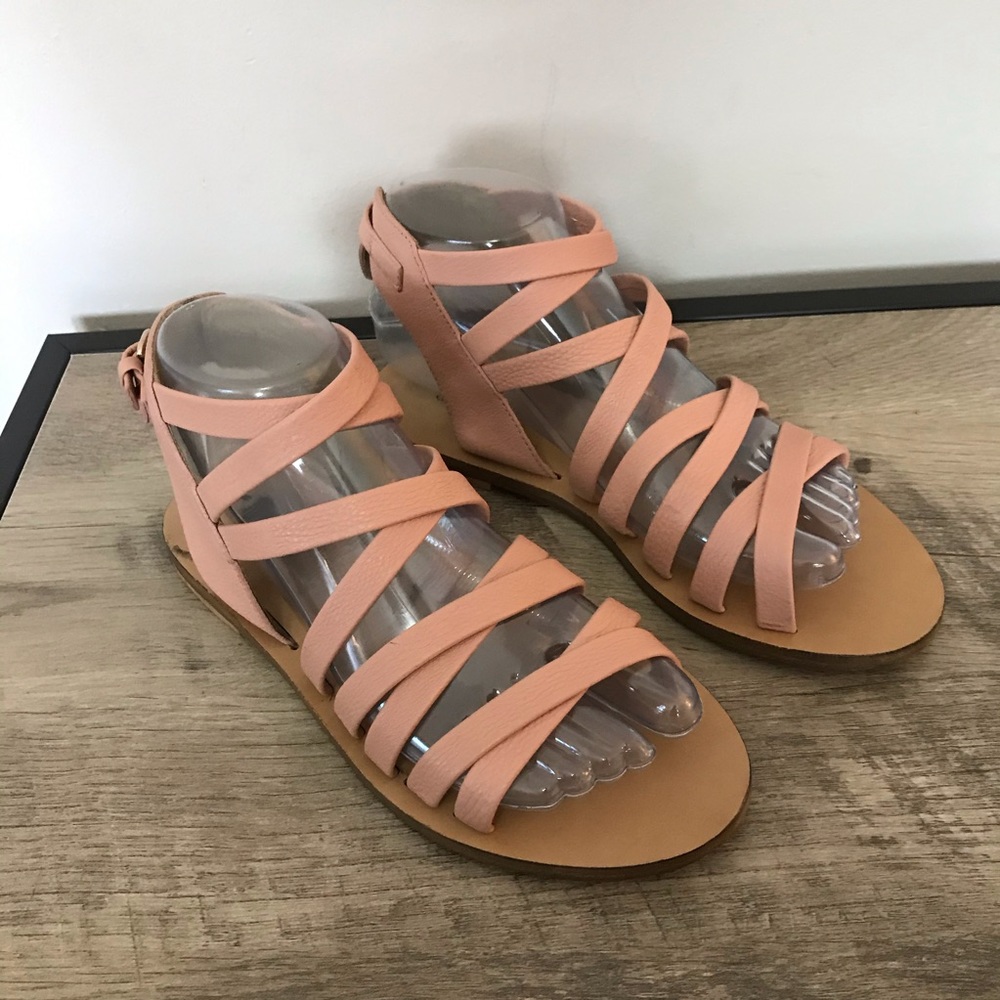 J CREW Peach LEATHER Strappy GLADIATOR SANDALS 6 - Picture 2 of 6